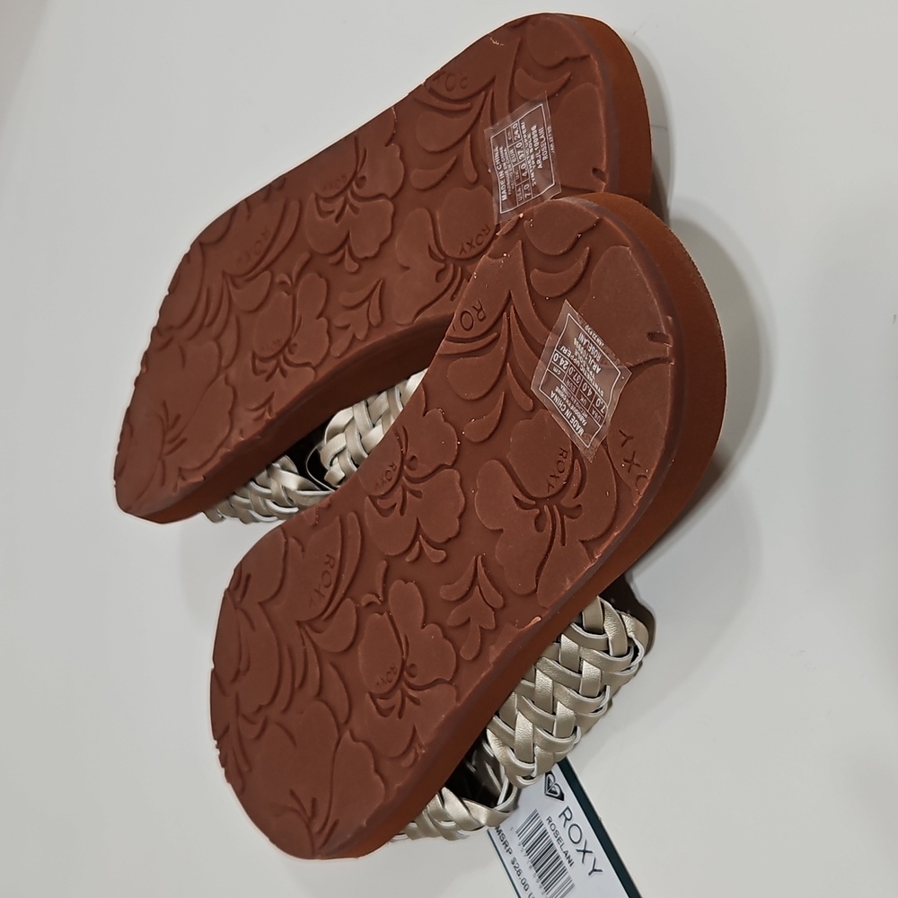 NWT Roxy Roselani Metallic Braided Woven Sandals 7 - Picture 4 of 6